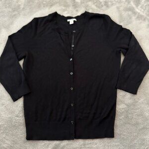 Halogen Black Sweater Button Up Cardigan Women's MEDIUM